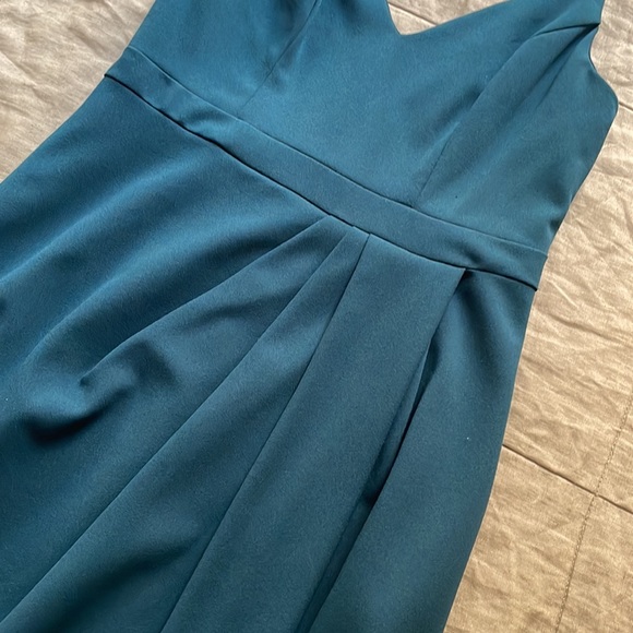 BHLDN Caron V-Neck Crepe Dress Emerald Green - Picture 9 of 15
